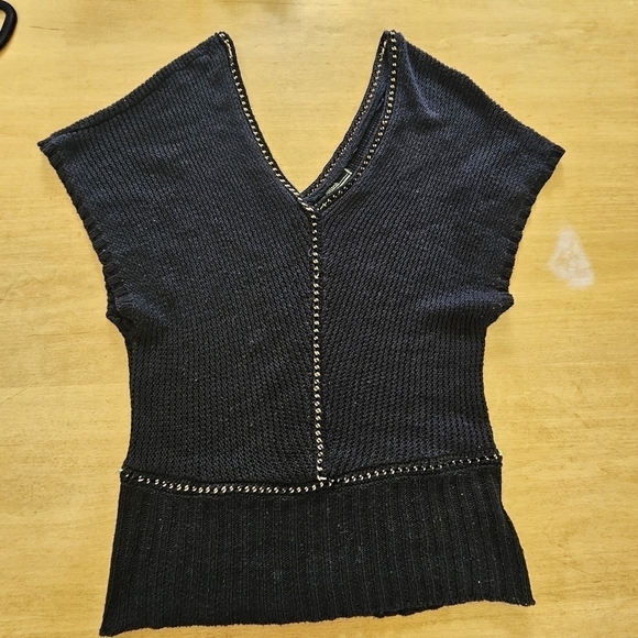 Love Stitch Net Weave Crotchet Sweater Black Size S - Picture 12 of 13